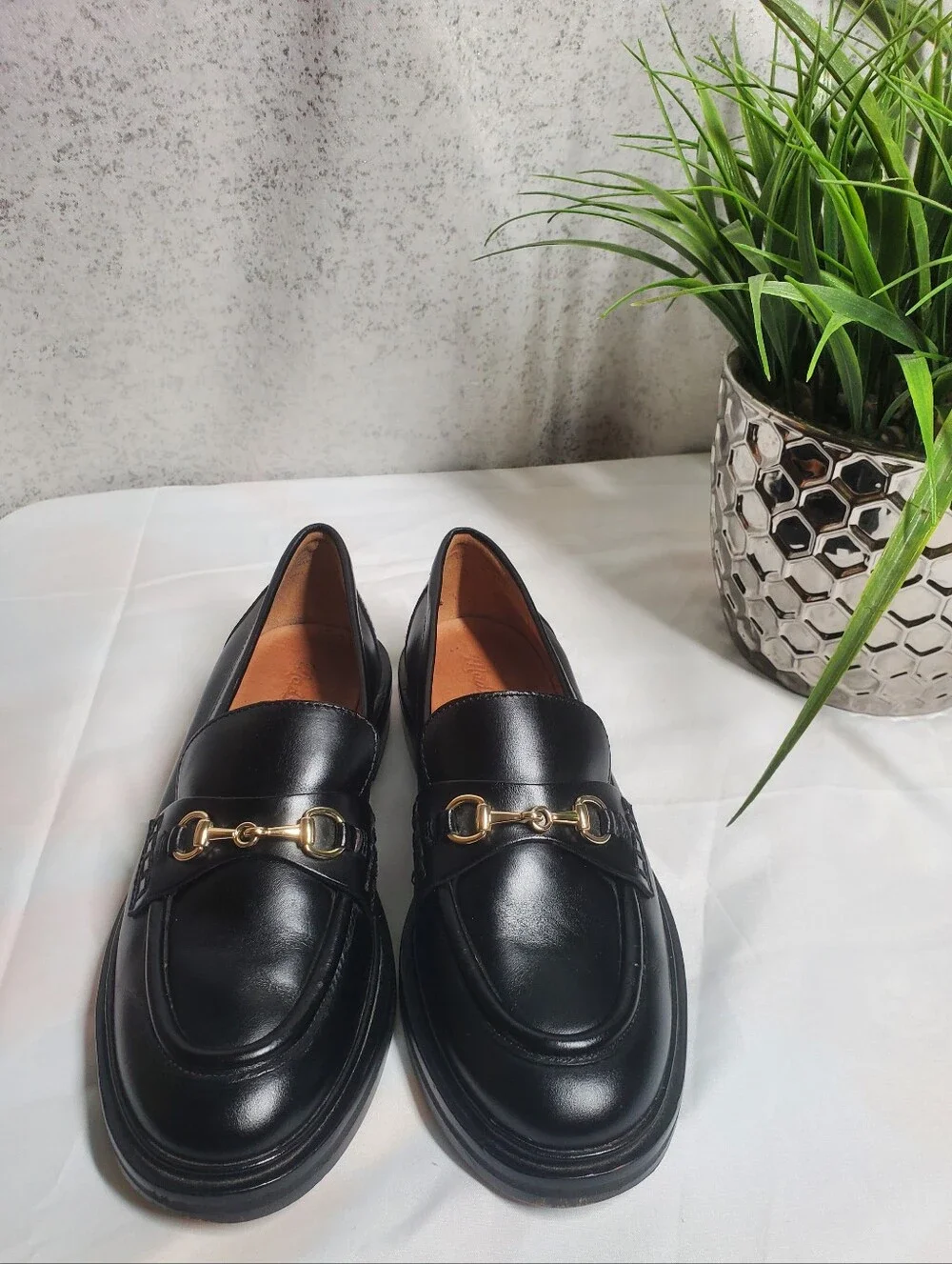 Madewell Women's The Vermon Bit Hardware Loafers  Black Leather Size 6 1/2
